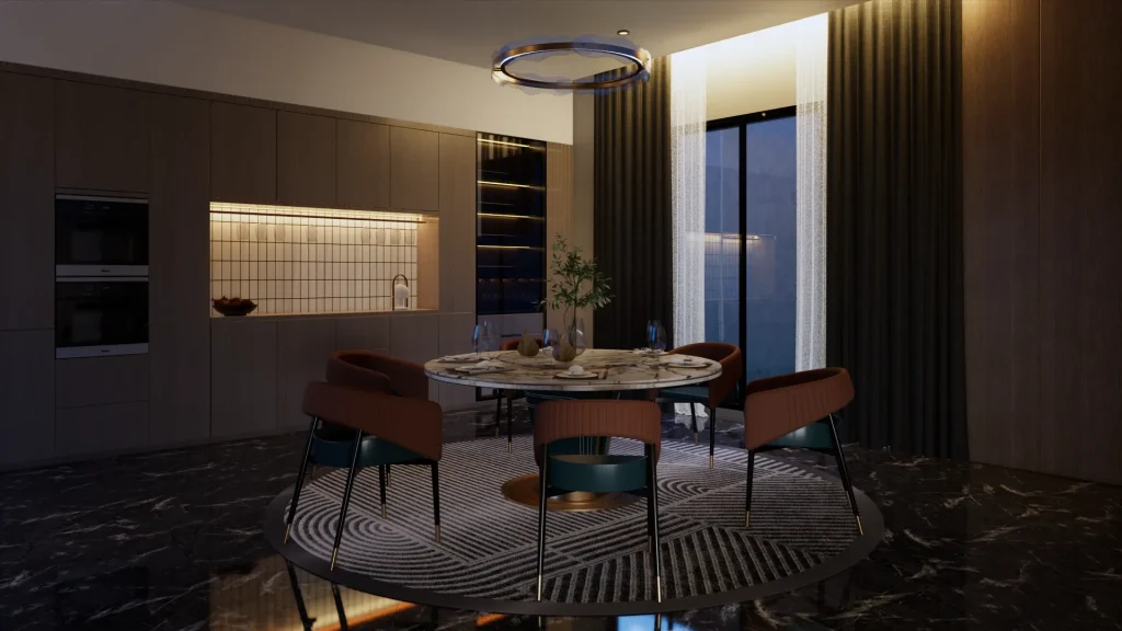 dapur dengan kaca kayu