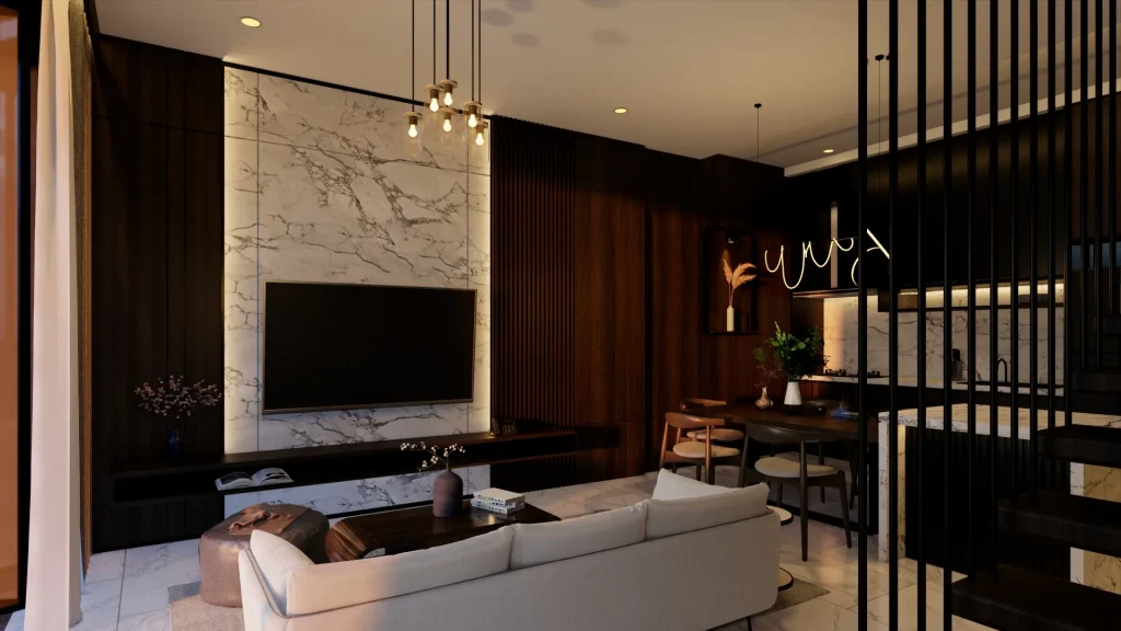 Ruang tamu mewah minimalis modern