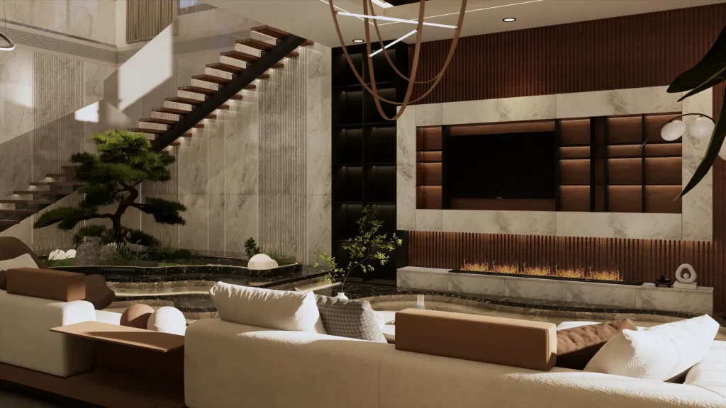 Ruang tamu mewah minimalis modern