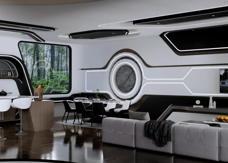 ruang keluarga monokrom